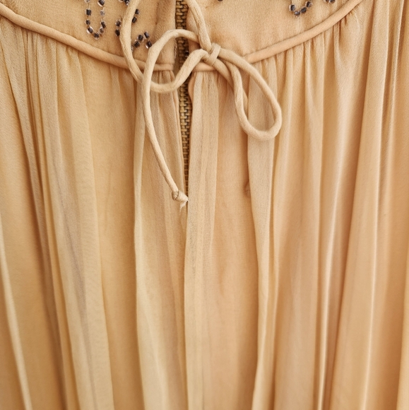 Malcom Starr Vintage 1960s Hand Beaded Yellow Silk Chiffon Dress Size? - Picture 13 of 16